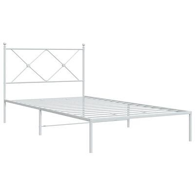 vidaXL Metal Bed Frame without Mattress with Headboard White 100x200 cm