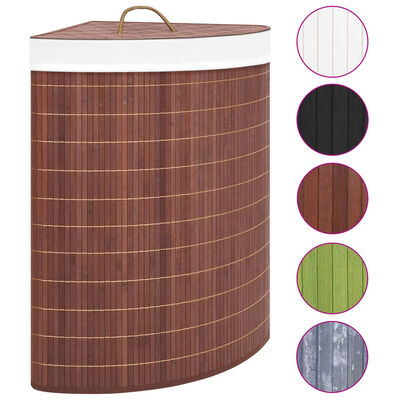 vidaXL Bamboo Corner Laundry Basket Brown 60 L