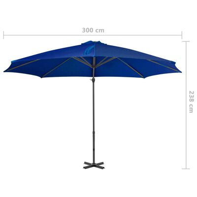 vidaXL Cantilever Garden Parasol with Aluminium Pole Azure Blue 300 cm