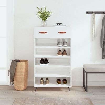 vidaXL Shoe Cabinet High Gloss White 60x35x105 cm Engineered Wood