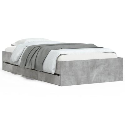 vidaXL Bed Frame with Drawers without Mattress Concrete Grey 75x190 cm Small Single