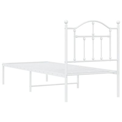 vidaXL Metal Bed Frame without Mattress with Headboard White 75x190 cm Small Single