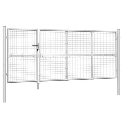 vidaXL Mesh Garden Gate Silver 350x175 cm Galvanised Steel