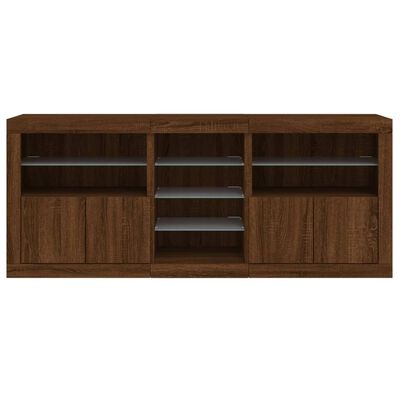 vidaXL Sideboard with LED Lights Brown Oak 162x37x67 cm