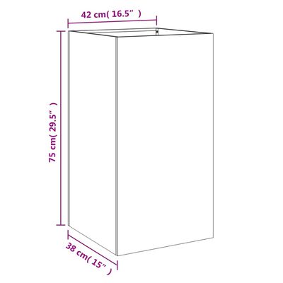 vidaXL Planter Silver 42x38x75 cm Galvanised Steel