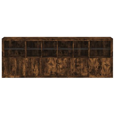 vidaXL Sideboard with LED Lights Smoked Oak 283x37x100 cm