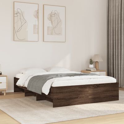 vidaXL Bed Frame without Mattress Brown Oak 140x200 cm Engineered Wood