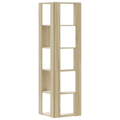 vidaXL Corner Bookcase 5-Tier Sonoma Oak 50x50x179 cm Engineered Wood