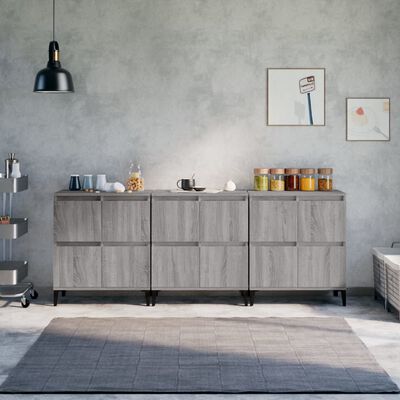 vidaXL Sideboards 3 pcs Grey Sonoma 60x35x70 cm Engineered Wood