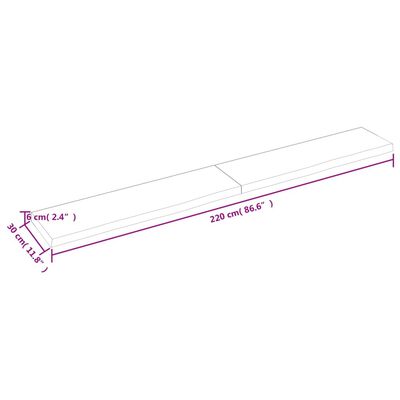 vidaXL Bathroom Countertop 220x30x(2-6) cm Untreated Solid Wood