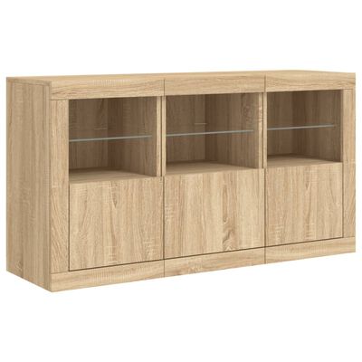 vidaXL Sideboard with LED Lights Sonoma Oak 123x37x67 cm