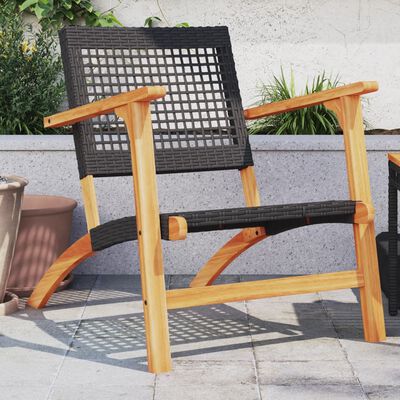 vidaXL Garden Chairs 2 pcs Black Poly Rattan and Acacia Wood