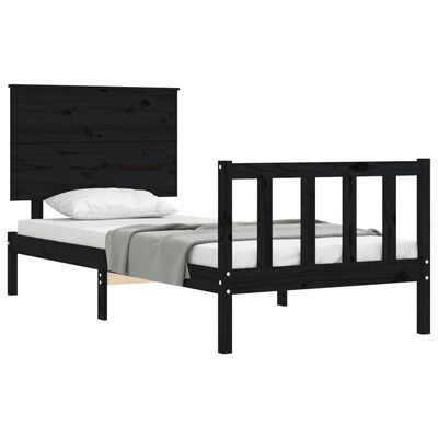 vidaXL Bed Frame without Mattress Black Small Single Solid Wood Pine