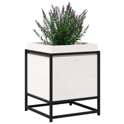 vidaXL Garden Planter White 40x40x50 cm Solid Wood Pine