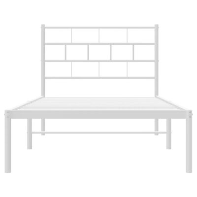 vidaXL Metal Bed Frame without Mattress with Headboard White 100x190 cm