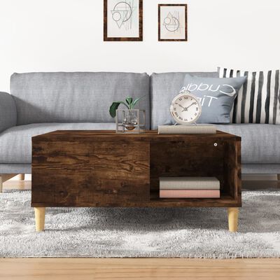 vidaXL Coffee Table Smoked Oak 80x80x36.5 cm Engineered Wood