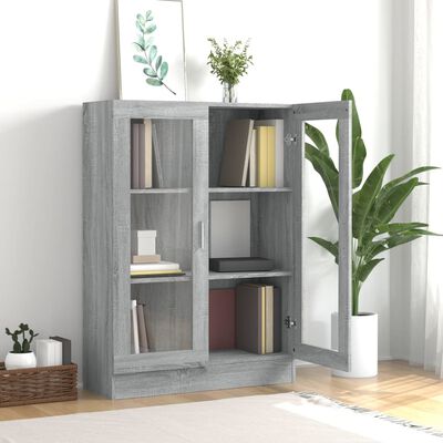 vidaXL Vitrine Cabinet Grey Sonoma 82.5x30.5x115 cm Engineered Wood