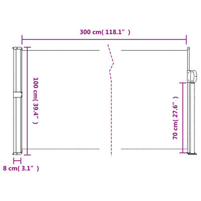 vidaXL Retractable Side Awning Beige 100x300 cm