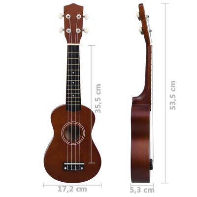 vidaXL Soprano Ukulele Set with Bag for Kids Dark Wood 21"