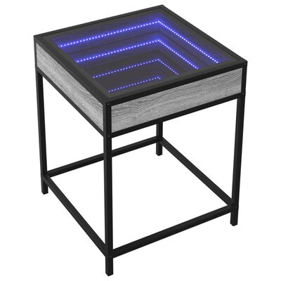 vidaXL Bedside Table with Infinity LED Grey Sonoma 40x40x51 cm