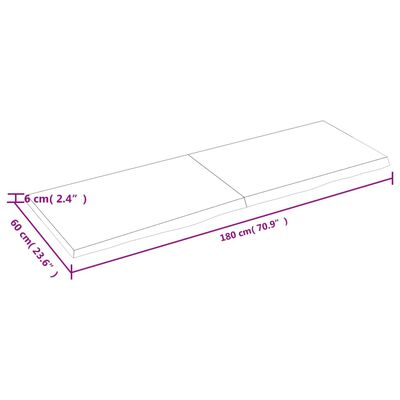 vidaXL Table Top 180x60x(2-6) cm Untreated Solid Wood Oak