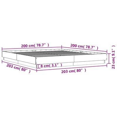 vidaXL Bed Frame without Mattress Concrete Grey 200x200 cm