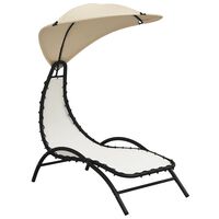 vidaXL Sun Lounger with Canopy Cream 167x80x195 cm Fabric and Steel