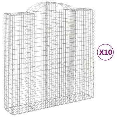 vidaXL Arched Gabion Baskets 10 pcs 200x50x200/220 cm Galvanised Iron