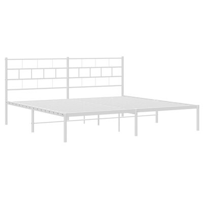 vidaXL Metal Bed Frame without Mattress with Headboard White 183x213 cm