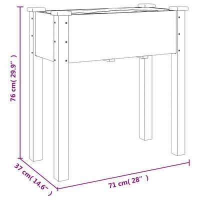 vidaXL Planter with Liner Grey 71x37x76 cm Solid Wood Fir