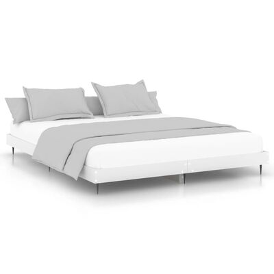 vidaXL Bed Frame without Mattress White 150x200 cm King Size Engineered Wood