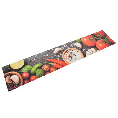 vidaXL Kitchen Rug Washable Vegetables 60x300 cm Velvet