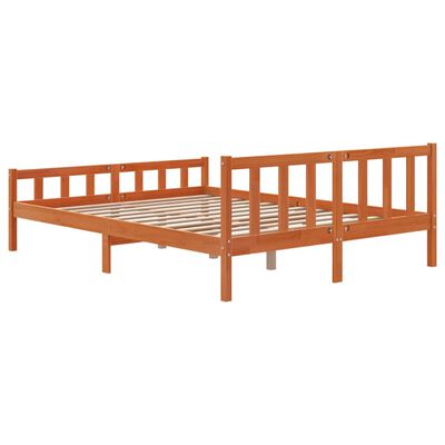 vidaXL Bed Frame without Mattress Wax Brown 150x200 cm King Size Solid Wood Pine