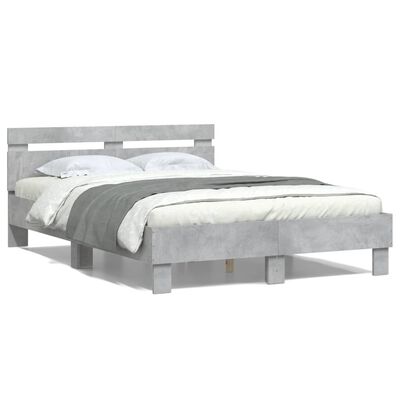 vidaXL Bed Frame without Mattress Concrete Grey 135x190 cm Double