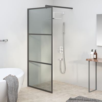 vidaXL Walk-in Shower Wall 90x195cm Dark ESG Glass Black