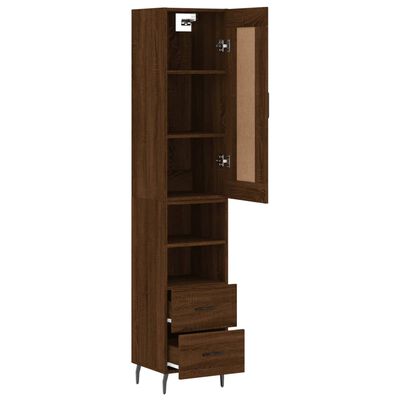 vidaXL Highboard Brown Oak 34.5x34x180 cm Engineered Wood