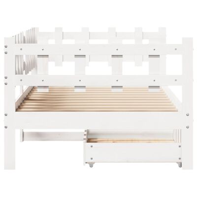 vidaXL Daybed with Drawers without Mattress White 90x190 cm Single Solid Wood