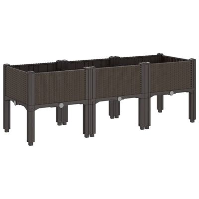 vidaXL Garden Planter with Legs Brown 120x40x42 cm PP