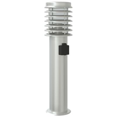 vidaXL Outdoor Floor Lamp with Outlet Silver 60 cm Stainless Steel