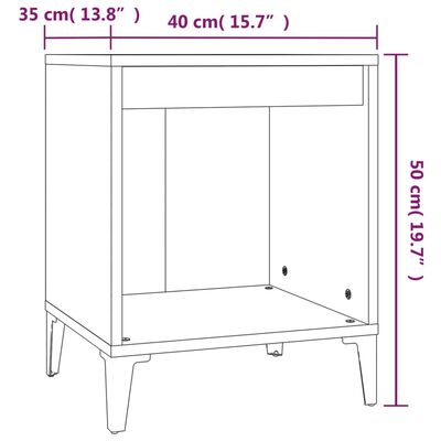 vidaXL Bedside Cabinet Smoked Oak 40x35x50 cm