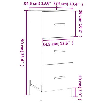 vidaXL Sideboard White 34.5x34x90 cm Engineered Wood