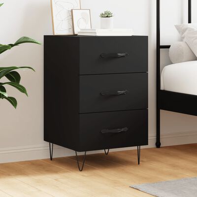 vidaXL Bedside Cabinet Black 40x40x66 cm Engineered Wood