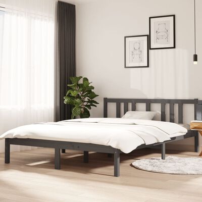 vidaXL Bed Frame without Mattress Grey Solid Wood 140x200 cm