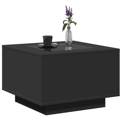 vidaXL Coffee Table with LED Black 60x60x40 cm Engineered Wood