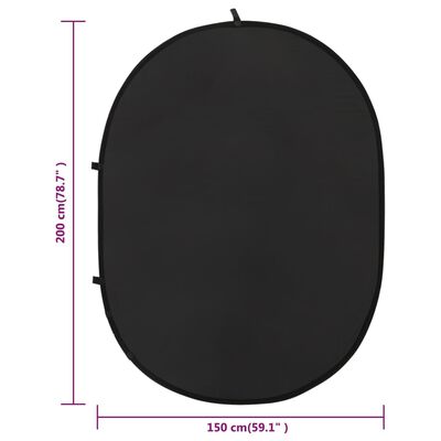 vidaXL 2 in 1 Oval Studio Background Screen Black and Grey 200x150 cm