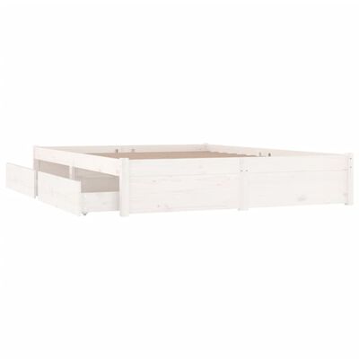 3103514 vidaXL Bed Frame without Mattress with Drawers White 140x200 cm (814950+815000)