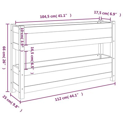 vidaXL Planter Black 112x25x66 cm Solid Wood Pine