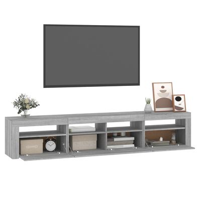 vidaXL TV Cabinet with LED Lights Grey Sonoma 210x35x40 cm