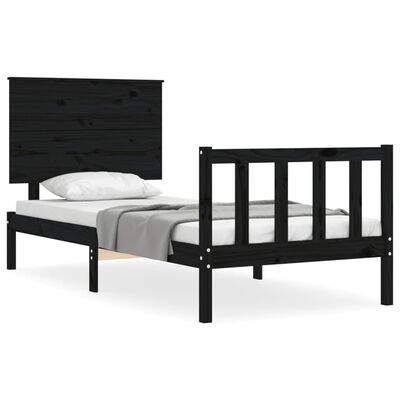 vidaXL Bed Frame without Mattress Black 100x200 cm Solid Wood Pine