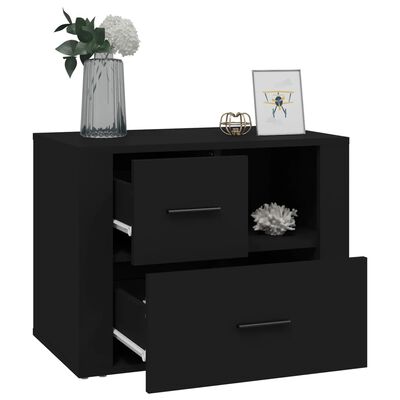 vidaXL Bedside Cabinet Black 60x36x45 cm Engineered Wood